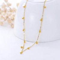 Bijoux de luxe en or massif 14 carats 17 pouces perle Station chaîne boule pendante collier ras du cou