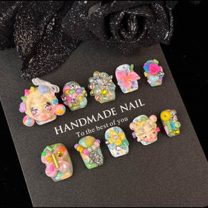 Poupée 3D en vente en gros personnalisable fait à la main presse ongles haute qualité réutilisable acrylique faux ongles carré mini diamant pour doigt - Product Image 2