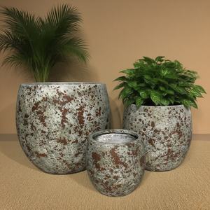 Grand pot de fleurs d'intérieur en fibre de ciment émaillé style vintage, écologique et durable, 10x10x10cm, pour jardin, maison et bureau - Product Image 1