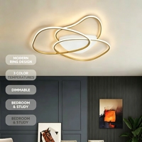 Plafonnier LED Anneaux Entrelacés Art Moderne, 3 CCT Dimmable, Montage en Saillie pour Chambre, Bureau, Décoration Intérieure