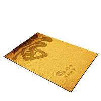 Tapis de porte carré en soie jaune de style chinois pour l'entrée, découpé sur mesure, antidérapant, adapté à une utilisation intérieure et extérieure