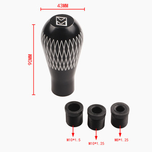 Pommeau de levier de vitesse de voiture en alliage d'aluminium noir, fileté M8 M10, ergonomique, longueur 90 mm - Product Image 1