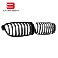Kit de calandre avant à lamelles simples noir brillant compatible avec BMW Série 3 F30 F31 F35 2012-2019, design en forme de double poumon moulé par injection ABS