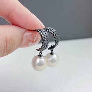 WENCHI 22379DIY Accesorios de Perlas, Pendientes de Plata S925, Soporte Vacío para Pendientes, Modelo 10758 con Cuentas de 6-8mm - Product Image 2