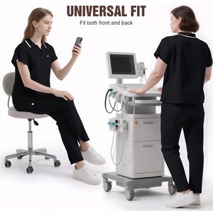 Uniformes médicos para mujer con cremallera frontal, estilo polo, un bolsillo en el pecho, tela elástica en 4 direcciones, uniformes de hospital. - Product Image 6