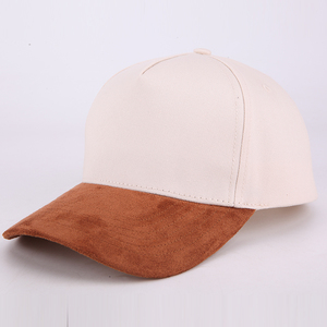 Casquette de baseball en coton de haute qualité avec broderie en 3D bicolore personnalisée avec logo Casquette de baseball à 5 panneaux en daim à bord incurvé Casquettes de baseball vierges