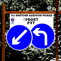 Panneaux de signalisation routière triangulaires bleus et blancs avec flèche, haute visibilité, en aluminium