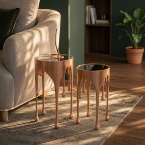 Mesa de Centro Moderna con Tapa de Cristal y Diseño de Goteo para Muebles de Sala de Estar - Product Image 6
