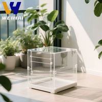 Cage pour animaux de compagnie en acrylique de taille personnalisée avec toilette intégrée-Système de contrôle des odeurs Plateau coulissant et cloison Habitat pour furet/lapin à faible odeur