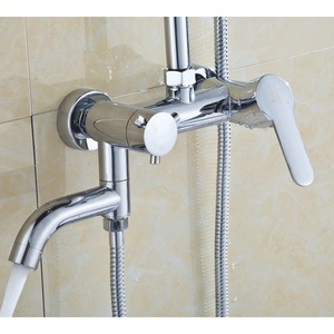 H308 Brass Mixing Valve 2 Handle Shower Faucet Hot Cold Water Bathroom <b>Sink</b> Tap With Hose And Spray Head - Product Image 1