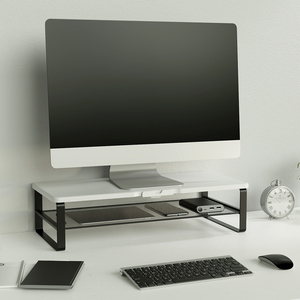 Nuevo soporte de Monitor de escritorio para ordenador portátil resistente de estilo Industrial de madera, soporte de Monitor de estudio de malla de hierro Doble - Product Image 5