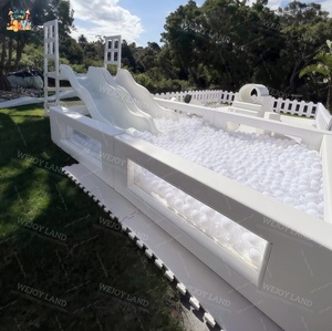 Bên thương mại cho thuê nhựa trắng Kid trượt trò chơi pastel trắng mềm sân chơi Thiết bị mềm chơi bóng Pit với đôi trượt - Product Image 6