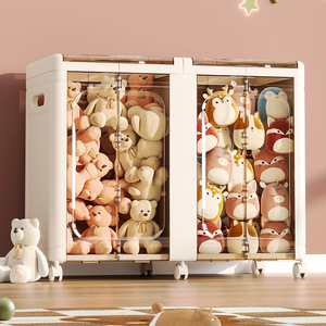 Clothing Organizer <b>Storage</b> <b>Cabinet</b> With Wheels Foldable Rectangle Standing Type Multi Functional Large Capacity - Product Image 1