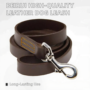 جودة عالية Beirui الكلب المقود مجموعة الرصاص جلد طبيعي مقبض كلاسيكي صلب الحيوانات الأليفة نمط بسيط قابل للتعديل 2 * واي - Product Image 2