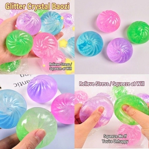 Jouet anti-stress souple en caoutchouc cristallin en forme de boulette de soupe simulée pour les 14 ans et plus avec logo personnalisé - Product Image 2