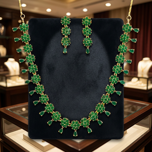 Artificial Fashion Jewellery Wholesalers India Kanhai Jewels LLP Vintage Brass Beaded <b>Necklace</b> Set Gold Plating Quartz CROWN - Product Image 2