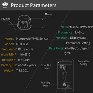 Système de surveillance de la pression des <span class=keywords><strong>pneus</strong></span> 2 roues TPMS avec capteur externe sans fil - Product Image 4
