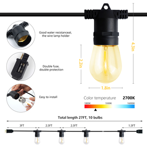 공장 가격 ETL 인증 120V 미국 플러그 <span class=keywords><strong>48FT</strong></span> 연결 S14 에디슨 전구 문자열 조명 야외 파티오 조명 문자열 - Product Image 5