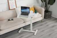 Table pneumatique pour ordinateur portable inclinable à retournement ADA Bureau mobile médical debout à hauteur réglable avec roues