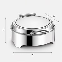 Chauffe-Plat Professionnel Rond en Acier Inoxydable avec Couvercle en Verre et Pieds Courts pour Buffet de Restaurant