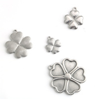 Colgante de Acero Inoxidable con Forma de Corazón, Trébol de Cuatro Hojas y Trébol de Cinco Hojas, Estilo Vintage, para Collar, Pulsera, Accesorios de Joyería DIY Taige