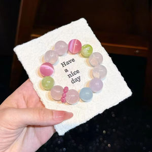 ナチュラルクリエイティビティDIY風水ヒーリングアクアマリンとピンククリスタルビーズブレスレットお土産 - Product Image 3