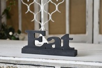 Panneau de table décoratif mot découpé personnalisé manger noir lettres en bois décoration maison rustique vente en gros usine lettres en bois autoportantes