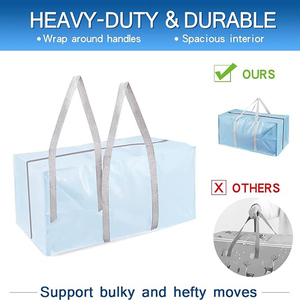 Nhiệm vụ nặng nề Thêm lưu trữ lớn PP dệt mang theo ba lô túi xách, tái chế màu xanh xl Thêm lớn PP dệt dây kéo dài di chuyển túi - Product Image 6