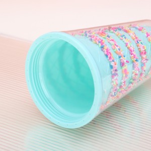 450ml Cute Milkshake Whipped Cream Lid Themed Double Wall Plastic Tumbler with Straw Cookie Bunny Ear & Rainbow Sprinkle - Product Image 5