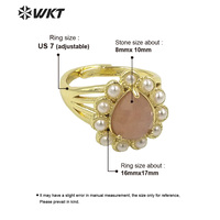 WT-MPR082 Incroyable Délicat Mode Or Femmes 18K Plaqué Larme Ouvert Réglable Oeil De Tigre Pierre Anneau