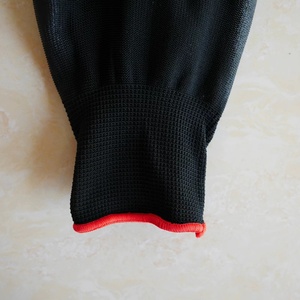 Venta al por mayor Guantes de seguridad con logotipo personalizado Negro <span class=keywords><strong>PU</strong></span> recubierto Forro sin costuras Guantes de trabajo de nailon o poliéster baratos - Product Image 2