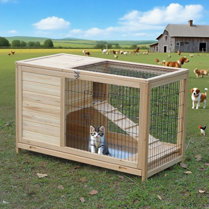 Jaula Grande <span class=keywords><strong>para</strong></span> Mascotas Hecha a Mano, de Madera Natural, Tipo Conejera y Cueva <span class=keywords><strong>para</strong></span> <span class=keywords><strong>Cobayas</strong></span> - Product Image 3