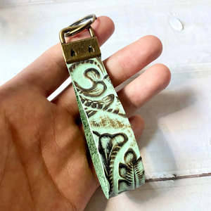 Custom Tooled Leather <strong>Keychain</strong> Wholesale PU Vintage Western Scroll Pattern for Country Concert Merchandise Promotional <strong>Bulk</strong> - Product Image 5