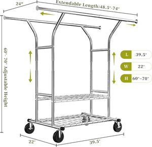 Perchero Metálico para Colgar Ropa, Perchero Portátil con Ruedas, Perchero Resistente - Product Image 2