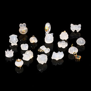 JD GEMS Ciondolo Portafortuna <span class=keywords><strong>di</strong></span> Agata Bianca Salina Naturale Perline Intagliate a Forma <span class=keywords><strong>di</strong></span> Gatto e Pixiu per Creazione <span class=keywords><strong>di</strong></span> Gioielli - Product Image 4