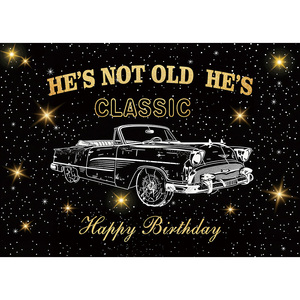 Fondo de Cumpleaños con Coche Clásico para Hombre, Decoración de Fiesta Retro, Pancarta de Cumpleaños con Coche Antiguo, Fondo para Fotografía - Product Image 3