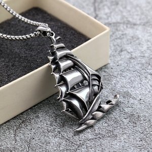 Collar Unisex con Colgante de Velero de Acero Inoxidable, Amuleto Temático, Regalo, Joyería, Accesorio de Moda - Product Image 2