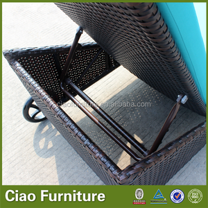 Chaise longue de jardin en aluminium et rotin, transat de <span class=keywords><strong>piscine</strong></span> pour villa et hôtel, chaise de détente pour cour et plage avec grandes roues - Product Image 4