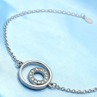 KAAN JEWELRY Einfaches Kreis-Armband aus 925 Silber mit Rhodium-Beschichtung und Zirkonia - Trendiges Geschenk für Partys, Frauen, Tägliches Tragen