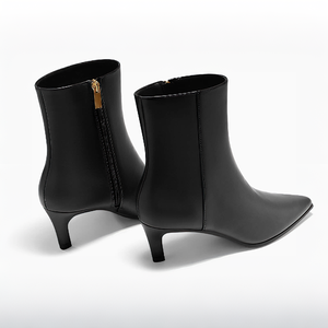 Chaussures à talons bas à bout pointu pour femmes à la mode avec bottines à glissière latérale - Product Image 2