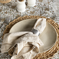 Set de table rond en raphia naturel tressé à bord festonné, en jonc de mer, pour décoration de table bohème, vente en gros