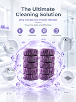 Tablette nettoyante pour cuvette de toilettes violette, nettoyage puissant, fraîcheur longue durée, entretien professionnel des toilettes