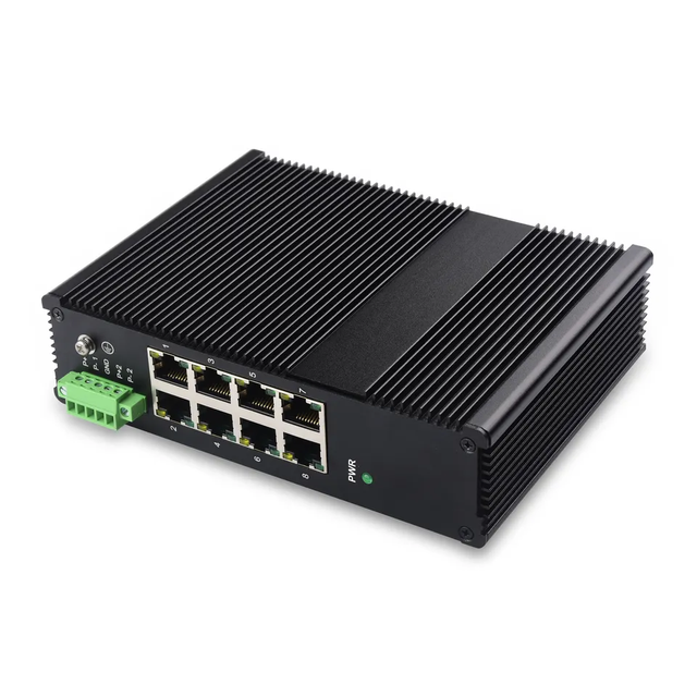 Industrial 8-Port Gigabit Ethernet Switch | DIN-Rail Unmanaged Switch for Harsh Environments