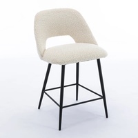 Ensemble de 4 tabourets de bar modernes en bouclette, avec coussin en éponge haute densité et dossier ergonomique, emballage plat peu encombrant pour la maison et les cafés