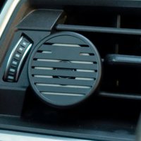 Fabricant de boîtiers de diffuseurs de parfum de voiture ronds en métal usinés CNC avec logo personnalisé OEM, clip de ventilation, désodorisant d'air