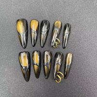 Ongles noirs punk à pointe longue faits à la main de haute qualité, perforés, réutilisables, vente en gros usine