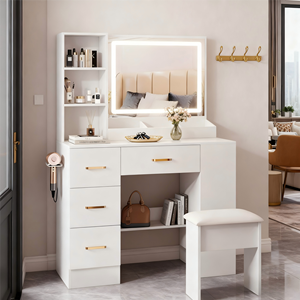 Mesa de <span class=keywords><strong>Maquillaje</strong></span> Moderna y Ecológica <span class=keywords><strong>con</strong></span> Espejo, Tocador <span class=keywords><strong>para</strong></span> <span class=keywords><strong>Maquillaje</strong></span>, Mueble <span class=keywords><strong>para</strong></span> Dormitorio de Hotel, Sala de Estar, <span class=keywords><strong>con</strong></span> Luces de Espejo - Product Image 2