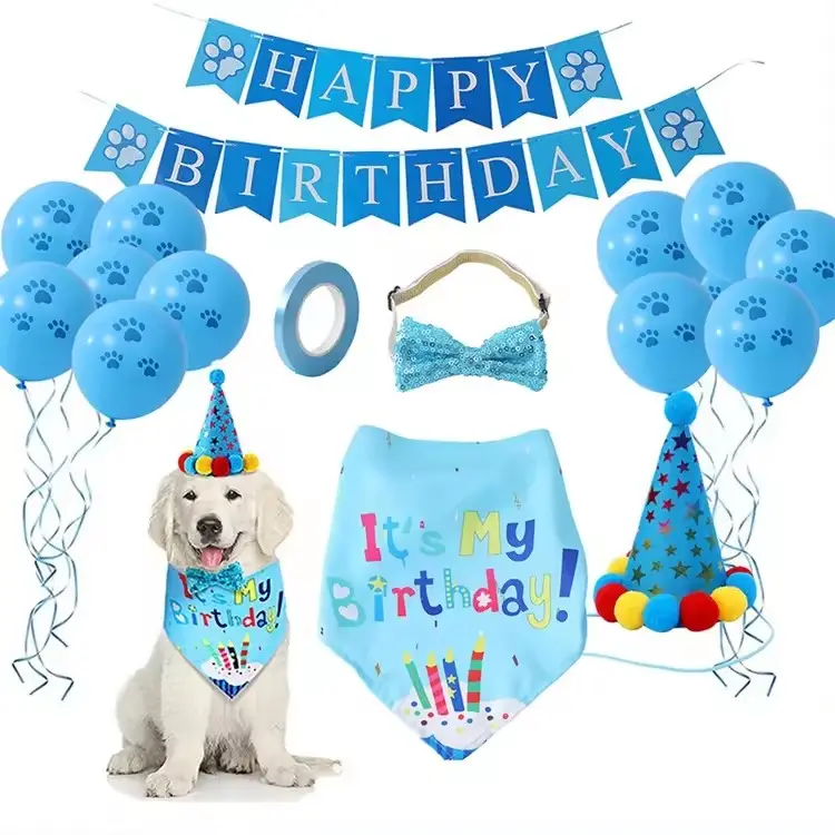 Y001 Dog Cat Happy Birthday Banner Cat Pawty Banner Pet Birthday Banner