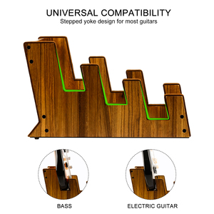 Supporto per Chitarre Multipli a 3 Posti in Legno, Espositore per Palco, Marca DEDO, in Noce Nero Ecologico, per <span class=keywords><strong>Chitarra</strong></span> Elettrica e Basso MA-32B - Product Image 2