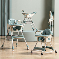 Chaise haute pliable multifonctionnelle réglable en hauteur pour bébé, en plastique, pour la vente en gros